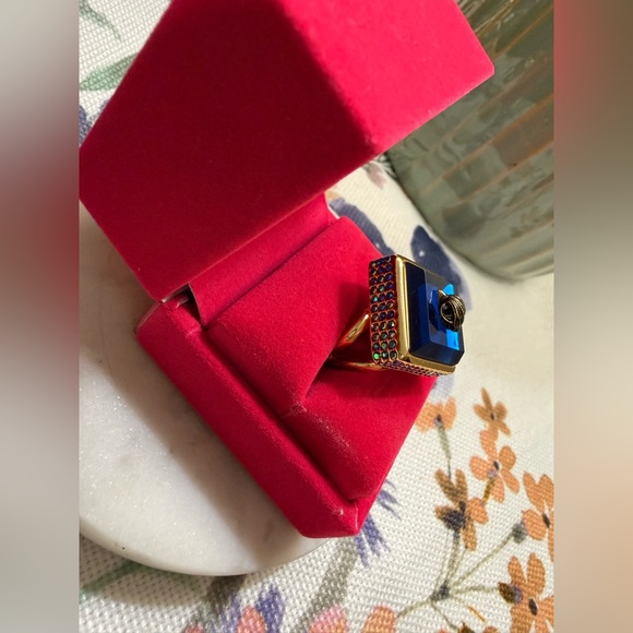 Kurt Geiger Gold and Blue Statement Ring - Picture 2 of 7